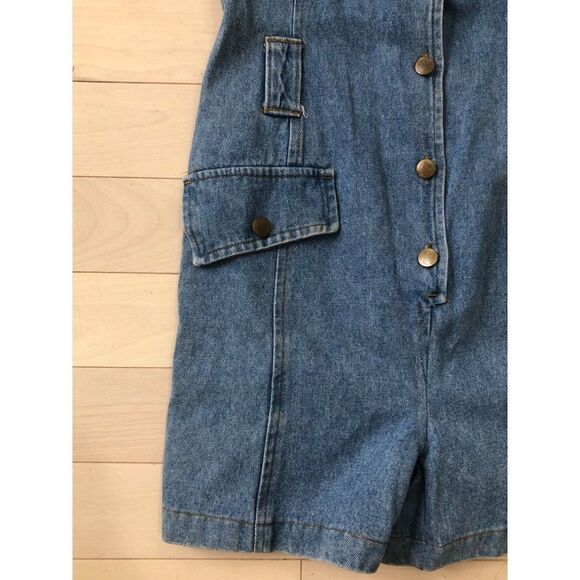 Vintage Romper Jumpsuit Cowgirl Western Country Blue Denim Womens - Picture 2 of 4